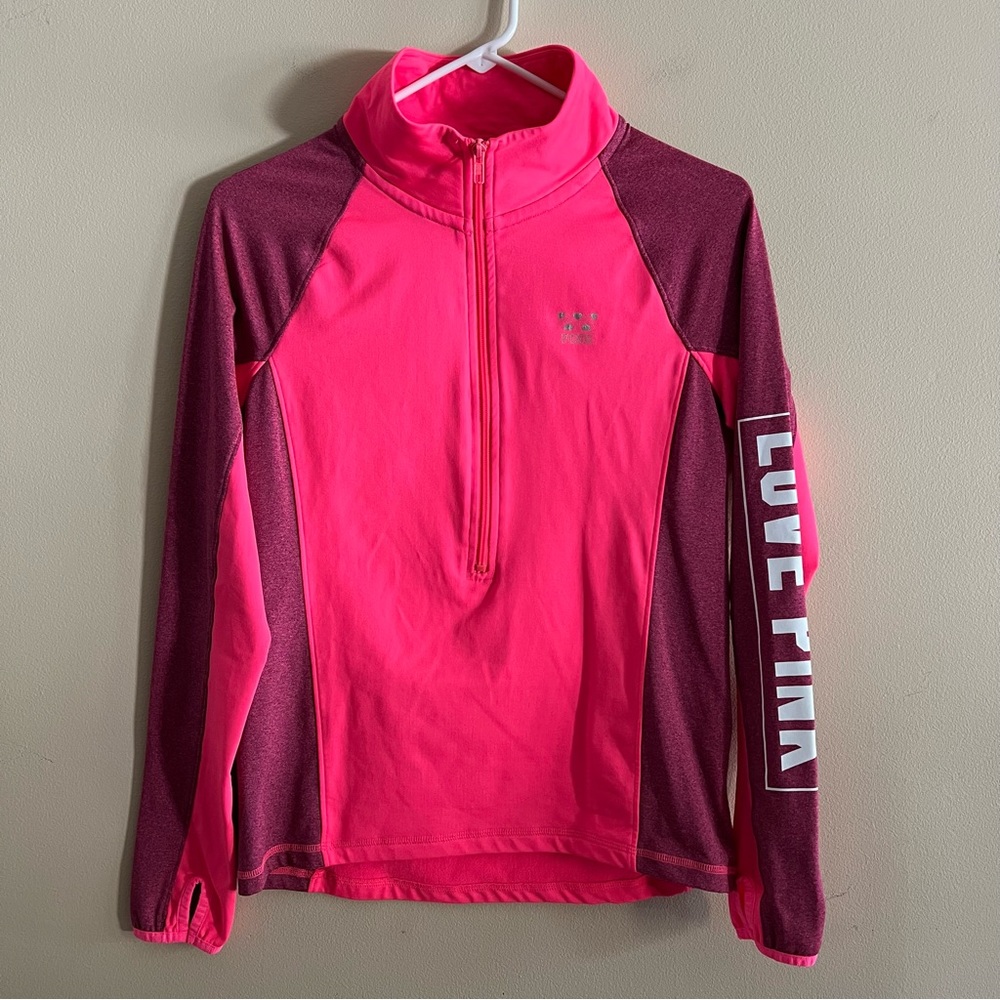 PINK Hot Pink Zip-Up Sweater Sz S